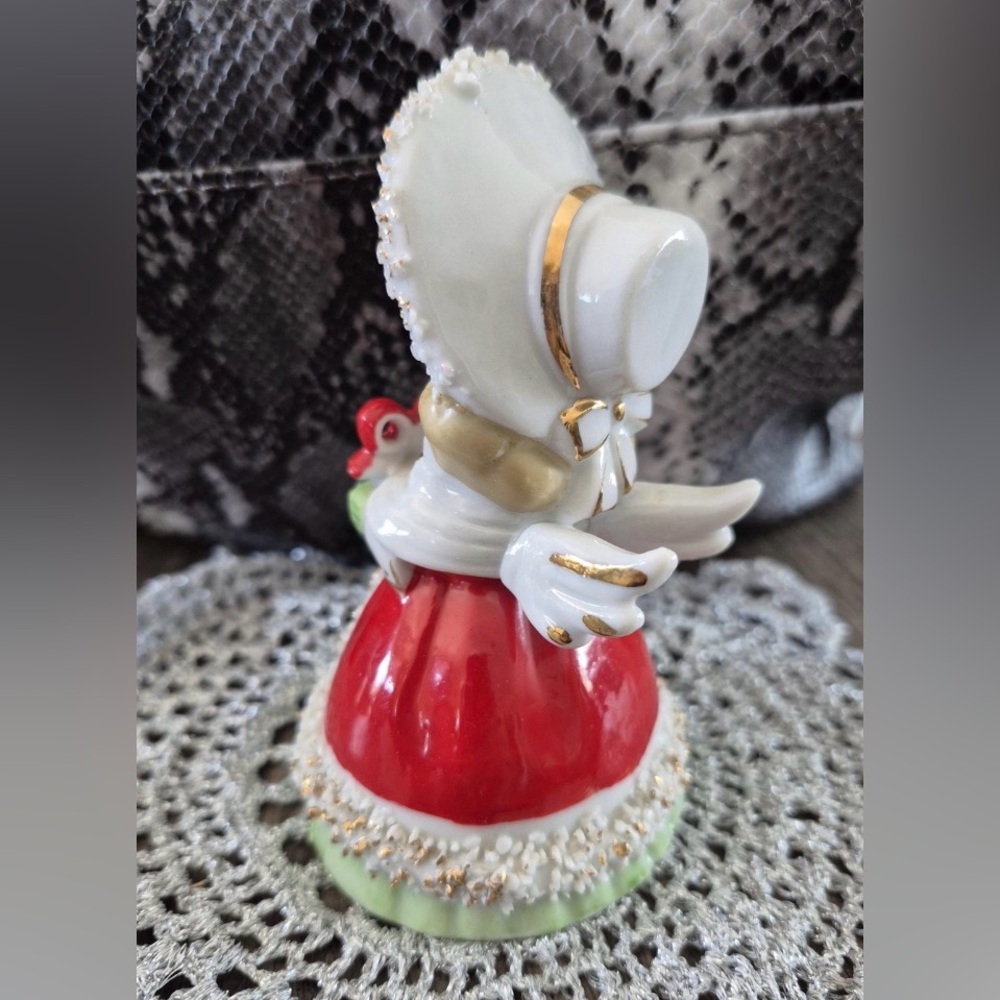 Lefton Christmas Girl Bell Figurine MCM 1950s Vintage Angel Sugared Trim w gift - Picture 6 of 7
